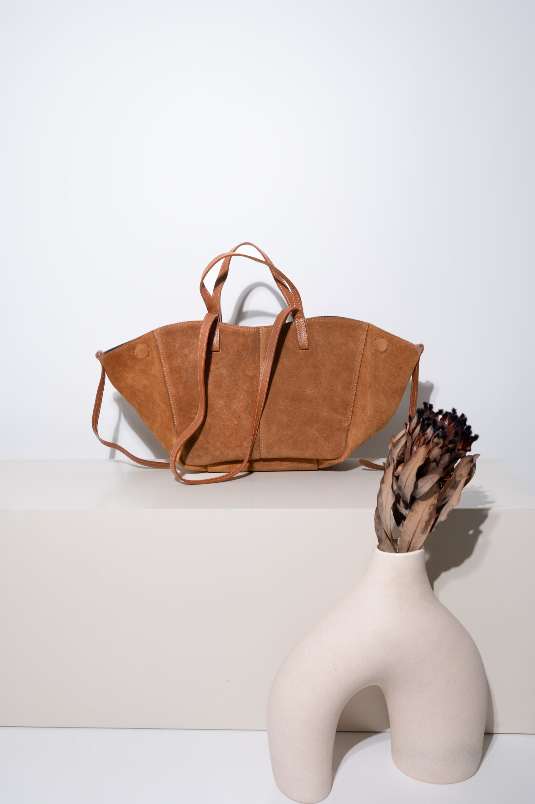 Torebka Penelope - jasnobrązowy zamszowa