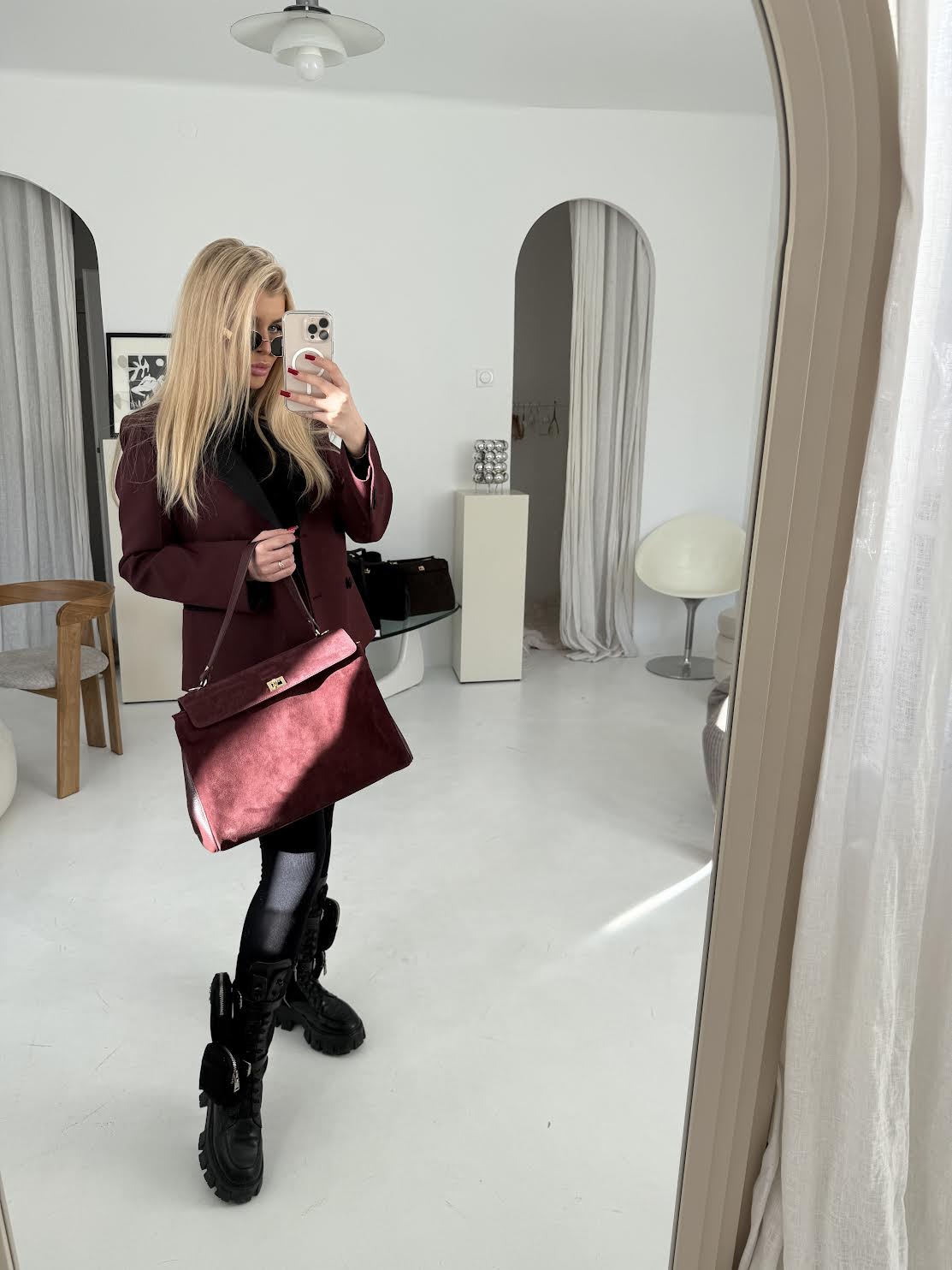 Torebka Bianca - bordowa zamszowa - obrazek 6