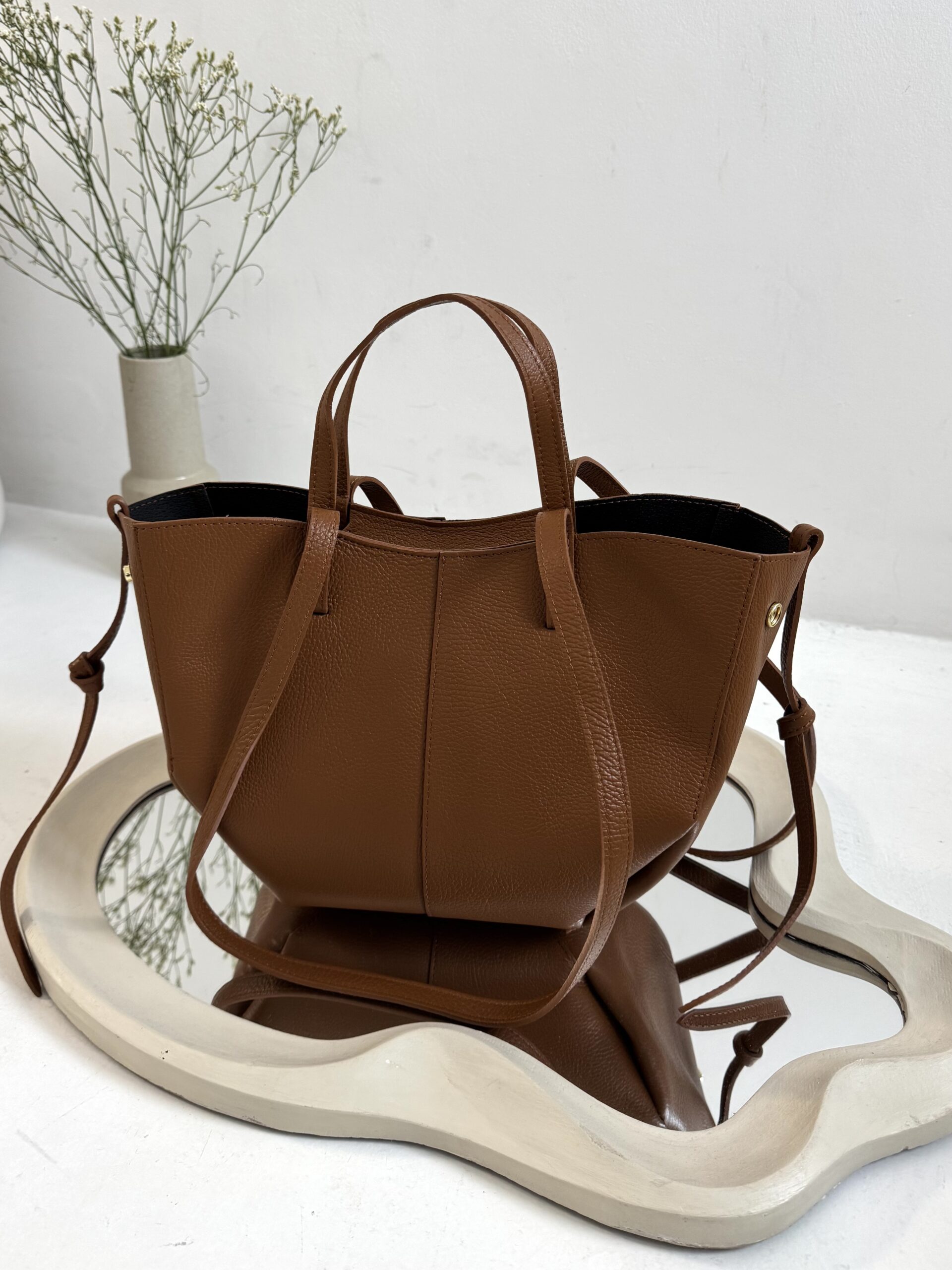 Torebka Penelope - camel duża skórzana