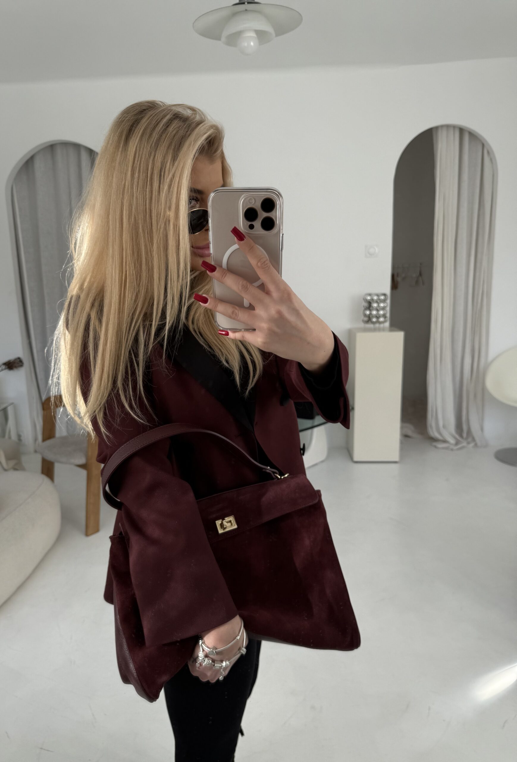 Torebka Bianca - bordowa zamszowa - obrazek 4