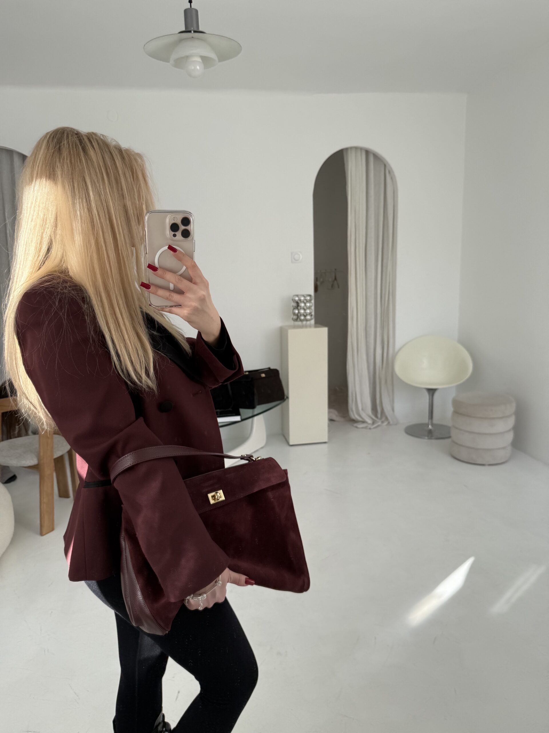 Torebka Bianca - bordowa zamszowa - obrazek 3