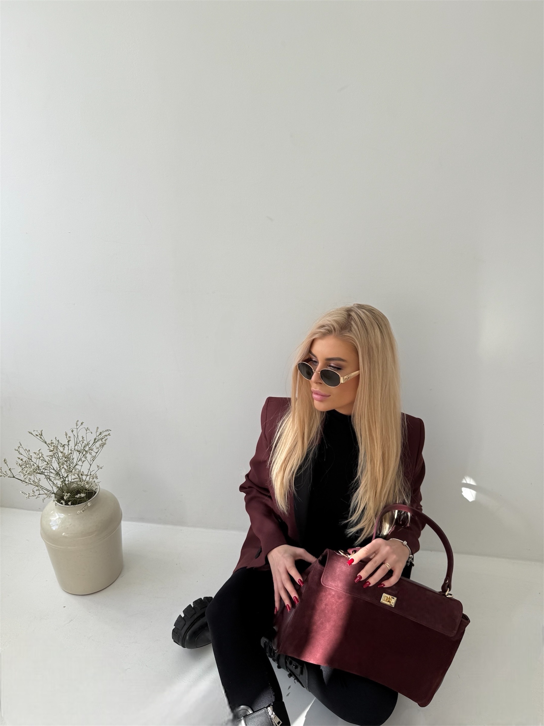 Torebka Bianca - bordowa zamszowa - obrazek 2