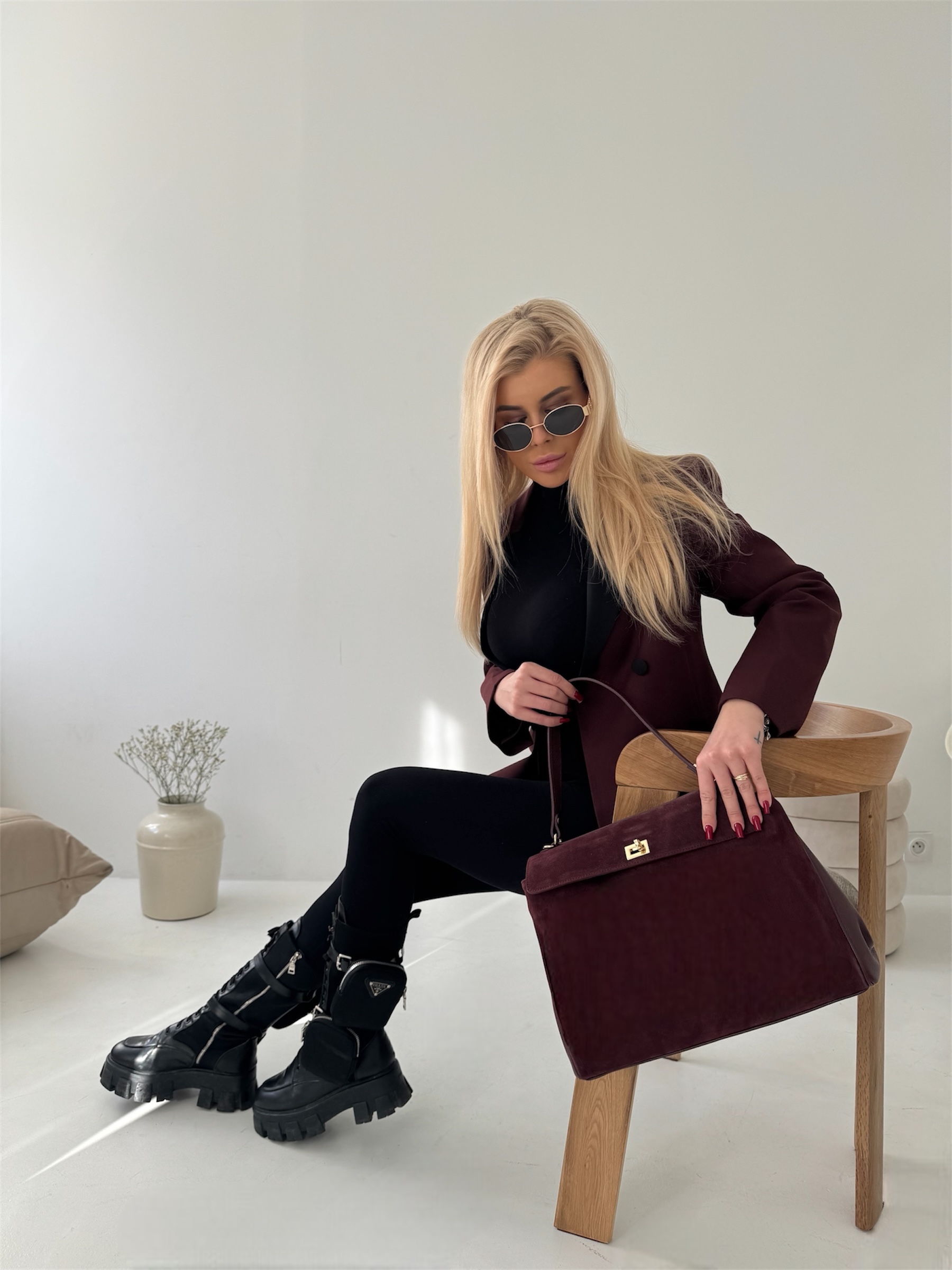 Torebka Bianca - bordowa zamszowa - obrazek 5