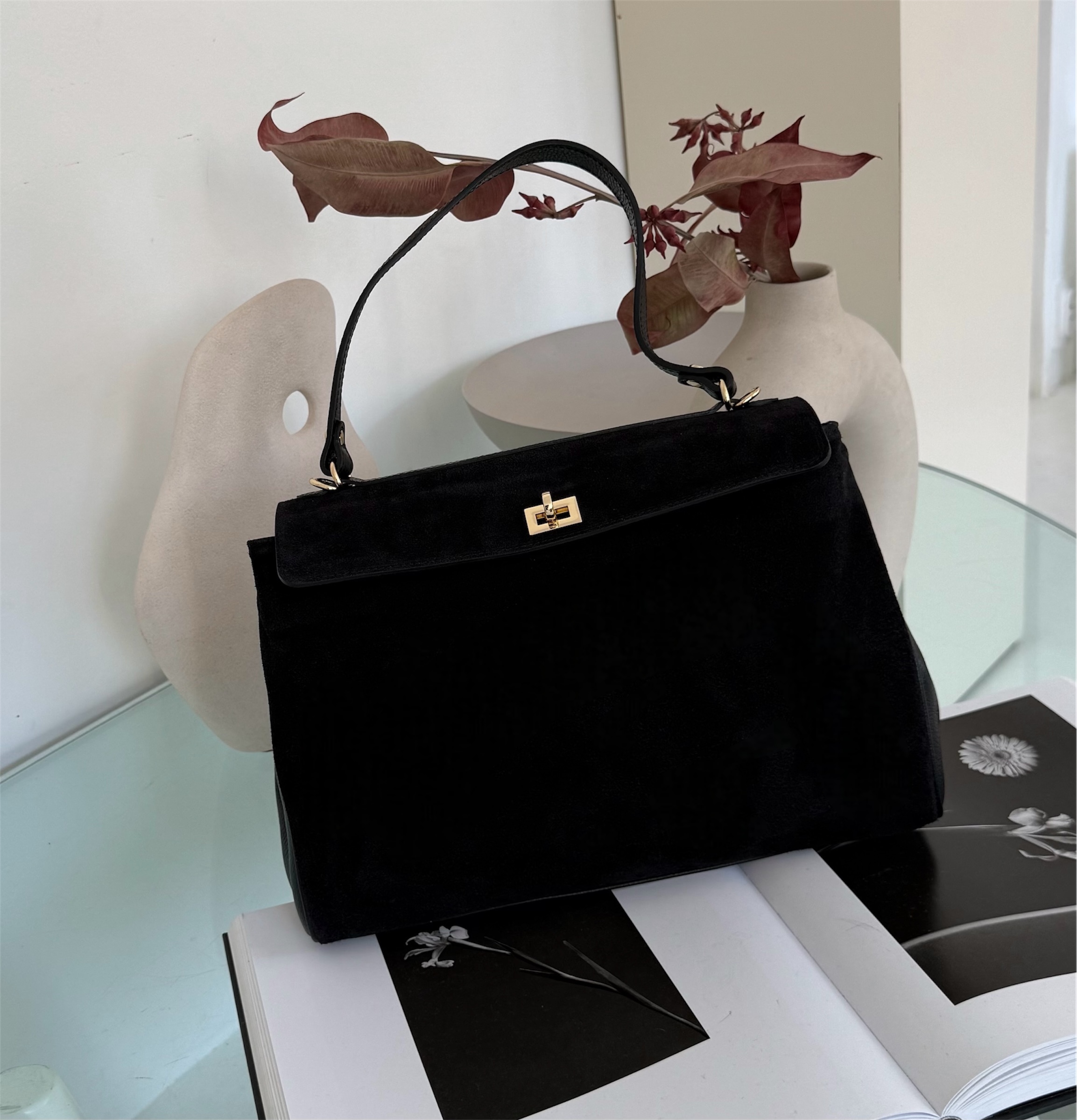 Torebka Bianca - czarna zamszowa