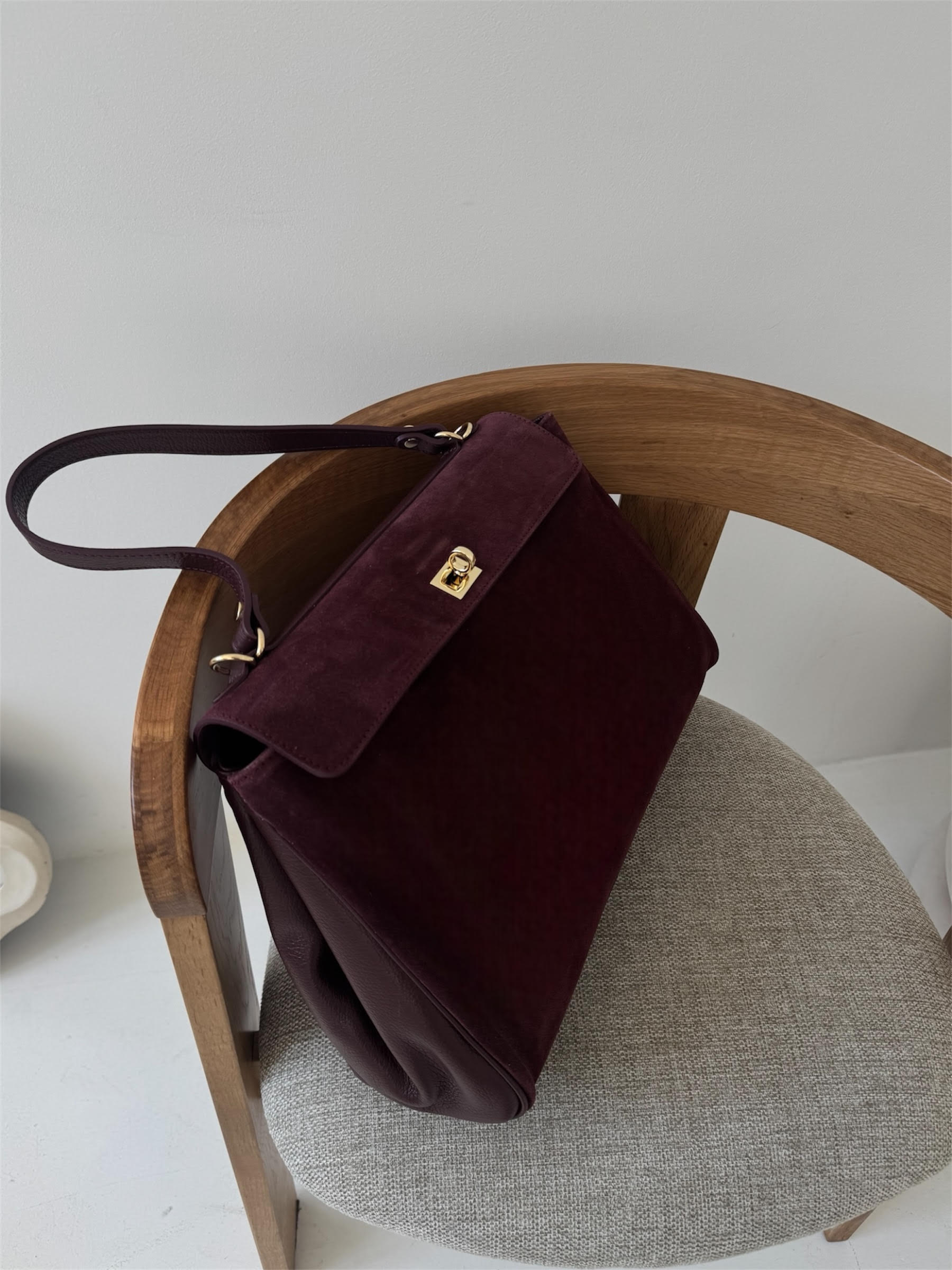 Torebka Bianca - bordowa zamszowa